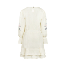 JURK MET BORDUURSEL OP DE MOUW, OFF-WHITE
