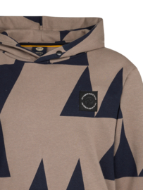 HOODIE GRAFISCHE PRINT, DUSTY BROWN