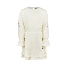 JURK MET BORDUURSEL OP DE MOUW, OFF-WHITE