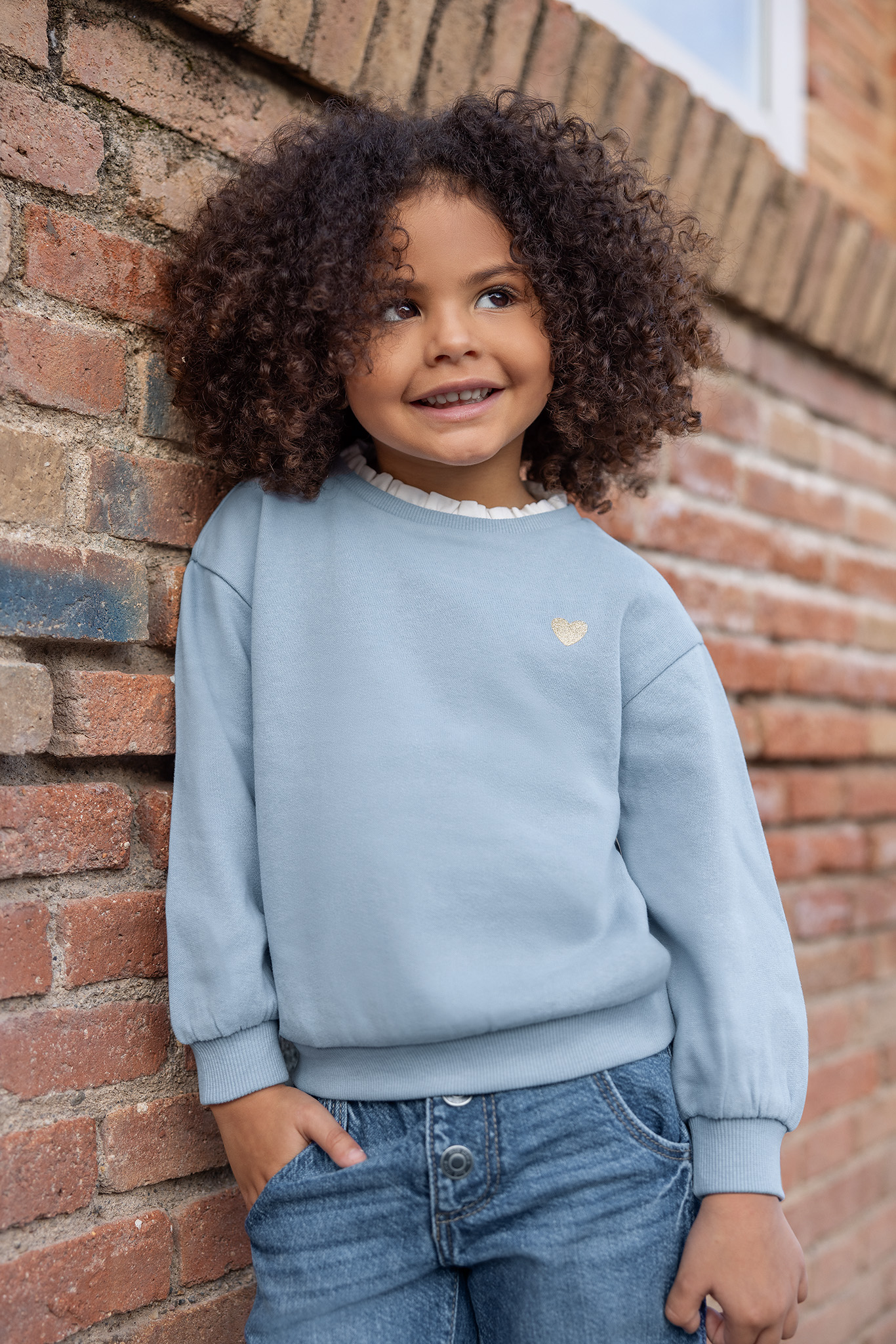 SWEATER FLOWERS, LICHTBLAUW
