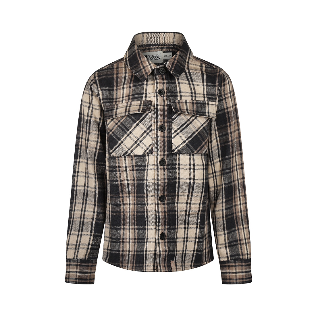 BLOUSE GEBLOKT, ANTRACIET