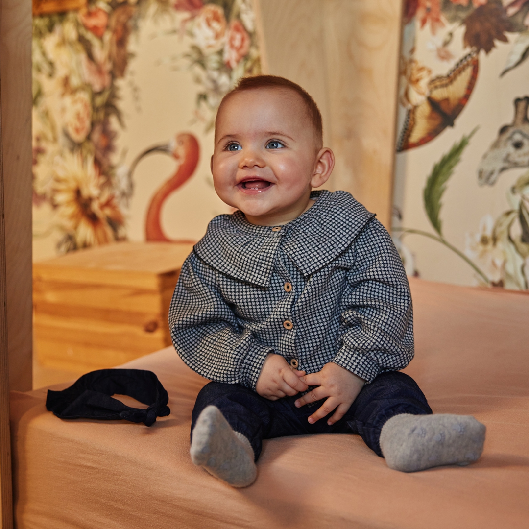 BROEKJE & HAARBAND LITTLE FLOWER, BLAUW