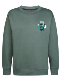 SWEATER MET BACKPRINT, STAALGROEN