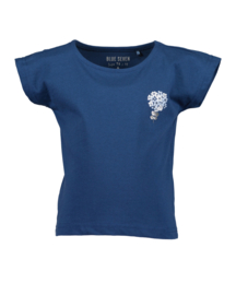 SHIRT BLAUW, FLOWER