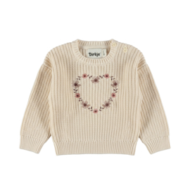 GEBREIDE TRUI MET HART, ROSY DOTS