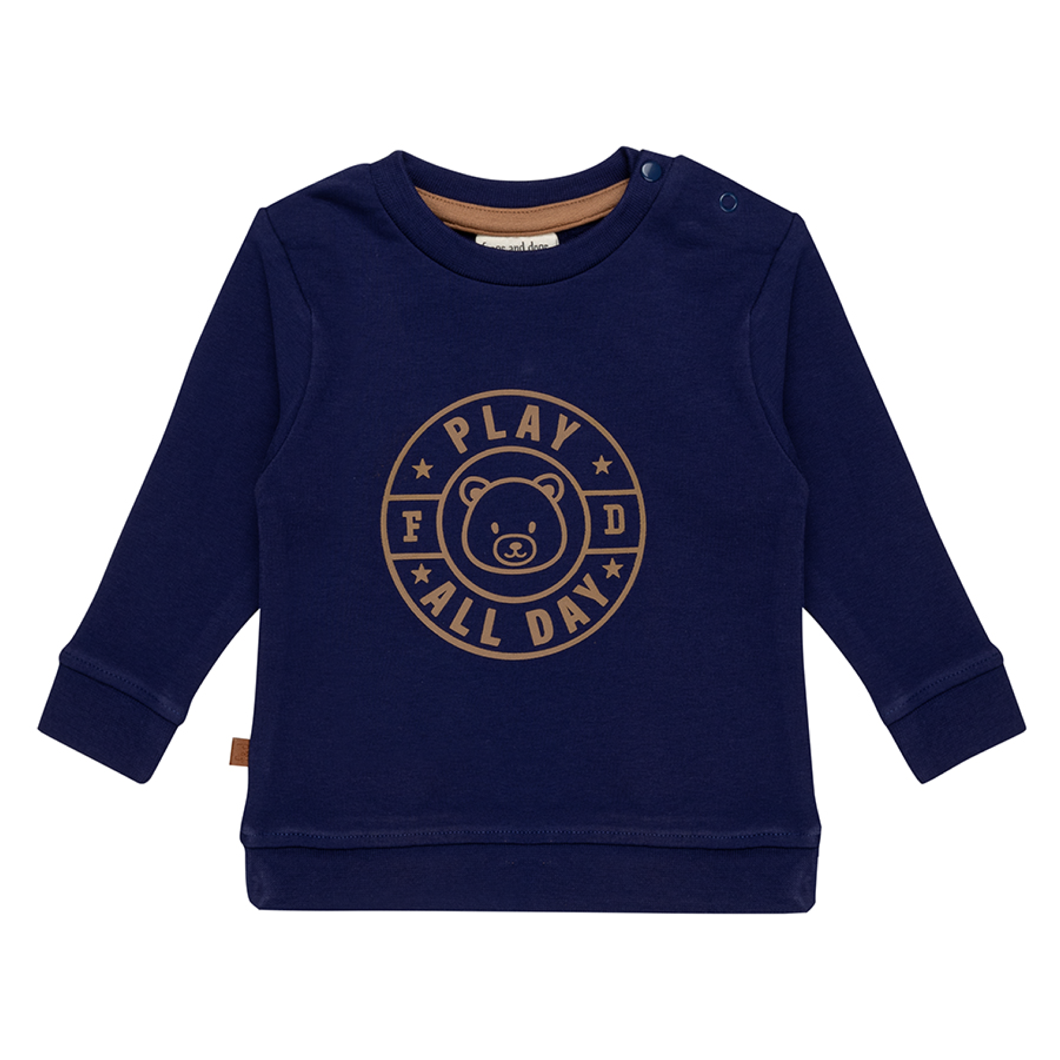 SWEATER EMBLEEM BLAUW, PLAY ALL DAY