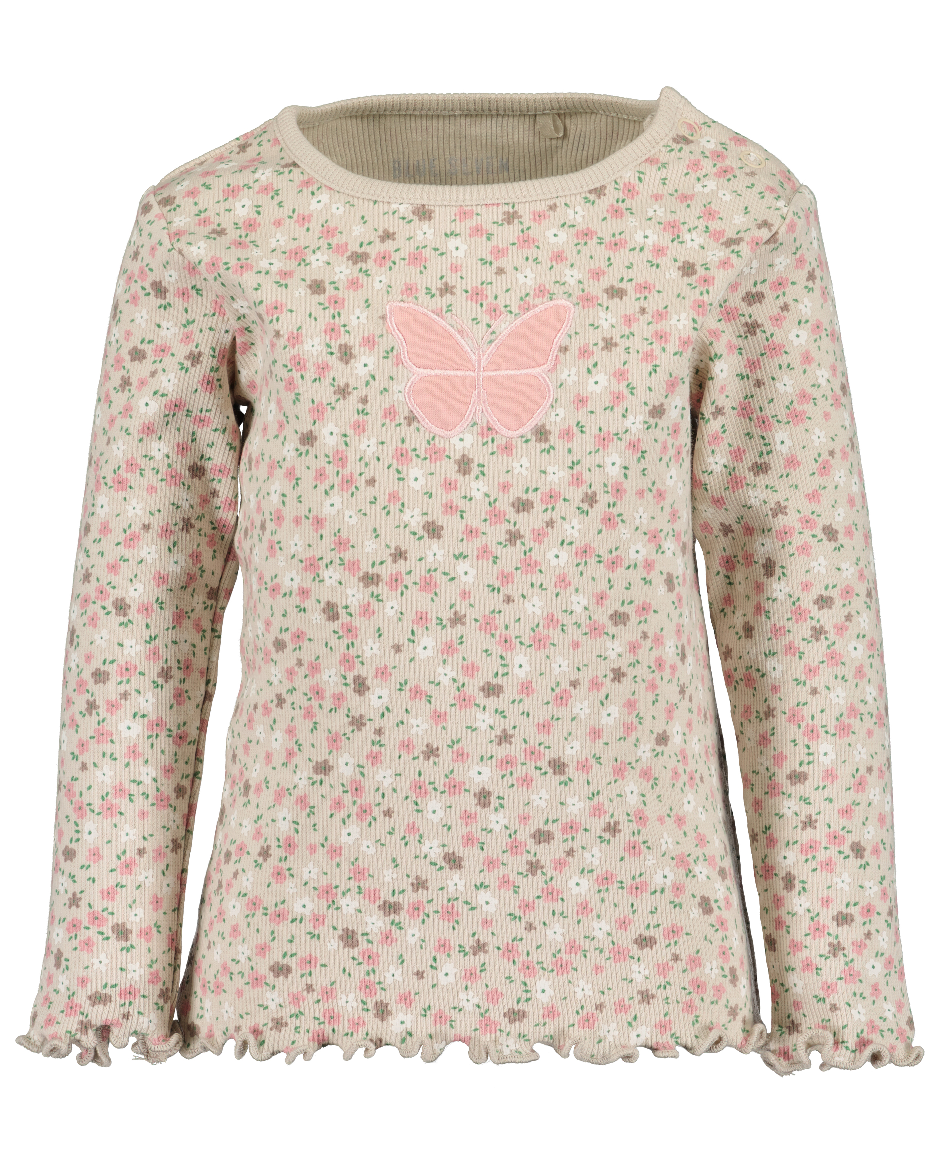 RIB LONGSLEEVE BLOOM, ZAND