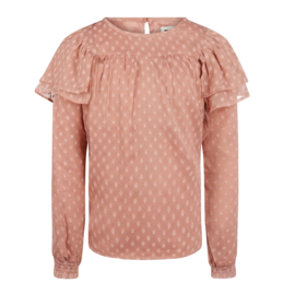 BLOUSE MET VOLANTS, OUD ROZE