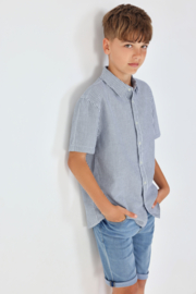 KORTE SPIJKERBROEK, JEANS BLAUW