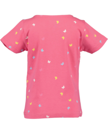 SHIRT ROZE BLAUW MET VLINDERS, BASICS
