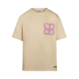 SHIRT MET BORDUURSEL, ZAND