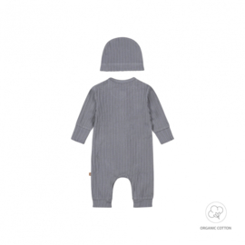 RIB BABYPAKJE & MUTSJE, GRIJS BLAUW