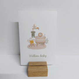 Wenskaart met huiselijk tafereeltje - Welkom baby
