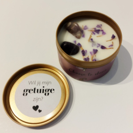 Quote kaars in blik - vraag GETUIGE - Choose to shine