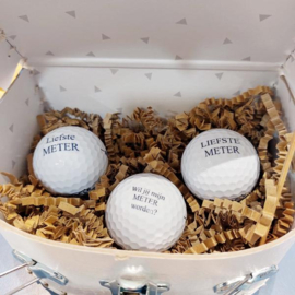 Golfballen vraag meter, set van 3 in mini koffertje
