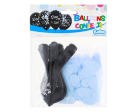 Gender Reveal confettiballonnen - blauw - 4 stuks