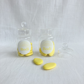 DIY Doopsuikerpakket Bodi (30 stuks) - citroengeel doopsuiker in zonnetjes thema