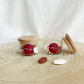 Doopsuikerset Frieke - Oudroze & bordeaux met krullig lettertype (40st)