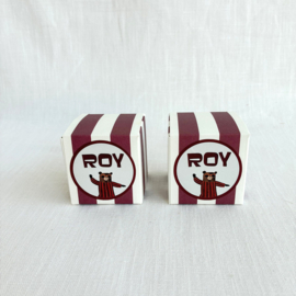 Doopsuikerset Roy - Leuke strepen in bordeaux en ecru (45st)