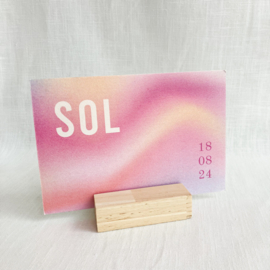 Sol - Modern geboortekaartje met roze en peach kleurverloop