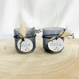 Doopsuikerset Mia - stijlvol lichtblauw met bloemen (50st)