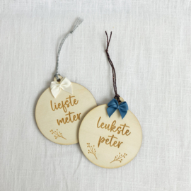 Houten kerstbal - leukste PETER
