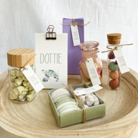 Doopsuikerset Dottie – fris lila & groen met zeeschildpad (30st)