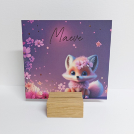 Maeve - Lief geboortekaartje met vosje, bloemen
