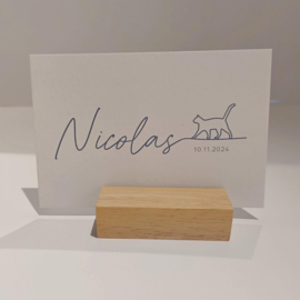 Nicolas - geboortekaart met silhouet van een poesje