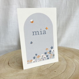 Doopsuikerset Mia - stijlvol lichtblauw met bloemen (50st)