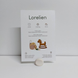 Lorelien - geboortekaartje met speelgoedwiegje