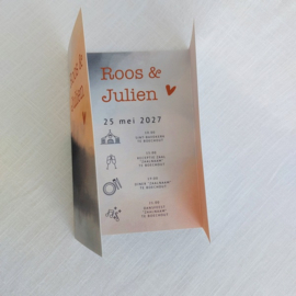 Huwelijksuitnodiging met blauw en terracotta aquarel