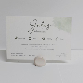 Jules - Romantische geboortekaart met groene aquarel