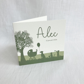 Alec - Lief Geboortekaartje met Dierenorkest en Wiegje