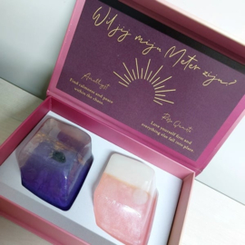 Kristalzepen set - Amethist & Rozekwarts - vraag meter