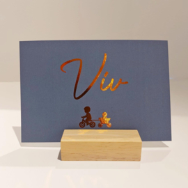 Viv - Geboortekaartje met broertje en zusje op de fiets