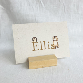 Ellis - Geboortekaart met Egeltje & Rode Panda