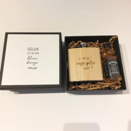 Stoere Heupfles set | Gegraveerd Cadeau voor Peter