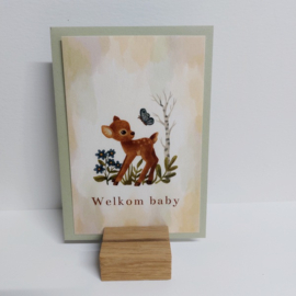 Wenskaart met Bambi - Welkom baby