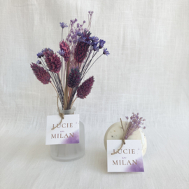 Mat Glazen Vaasje met Droogbloemen |10 Gepersonaliseerde Trouwbedankjes
