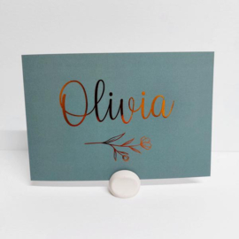 Olivia - trendy geboortekaart met sierlijke bloem