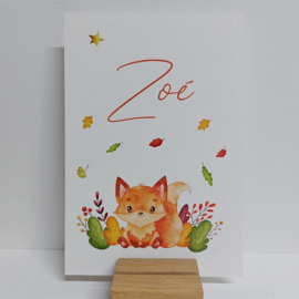 Zoé - Lieve geboortekaart met babyvosje
