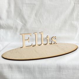 Gepersonaliseerd Houten Presentatiestuk voor Doopsuiker 'Ellis' | Ovaal Berk Hout 50 cm