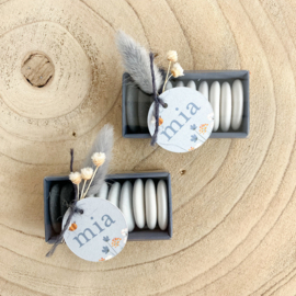 Doopsuikerset Mia - stijlvol lichtblauw met bloemen (50st)