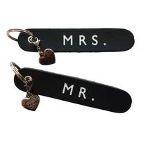 Set leder sleutelhangers MR. en MRS.