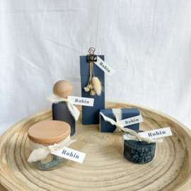 DIY Doopsuikerpakket Robin (50st) - Warm Stoer Donkerblauw