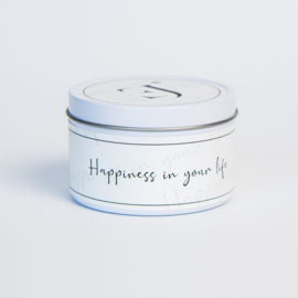 Quote kaars in blik - vraag meter - Happiness in your life