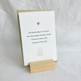Wenskaart Baby met Gedicht om meter of peter te vragen | Luxe Wenskaart op Structuurpapier
