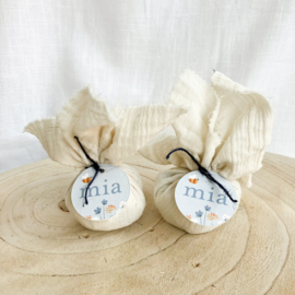 Doopsuikerset Mia - stijlvol lichtblauw met bloemen (50st)