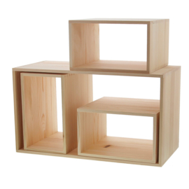 Set van 4 houten decoratieboxen voor doopsuiker
